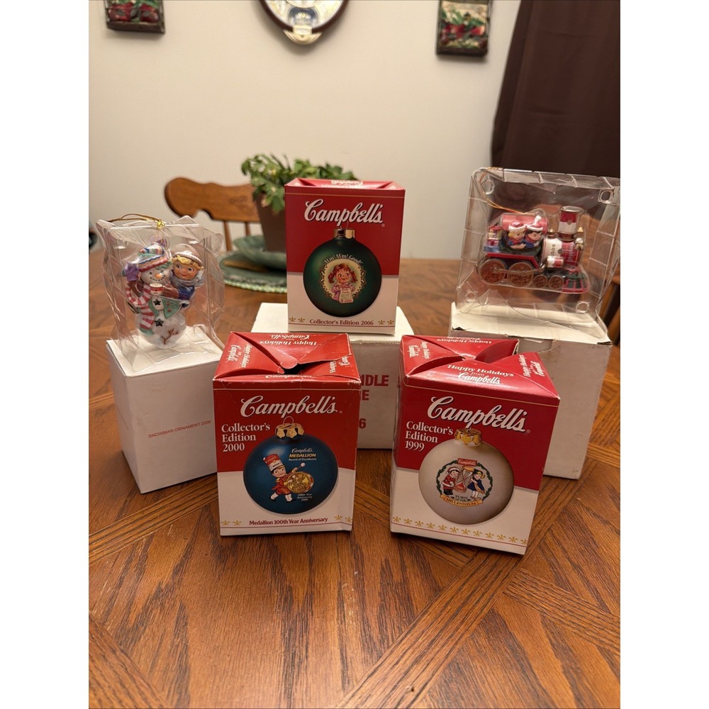 Lot of 5 Campbell's Soup Kids Collectable Ornaments 1999, 2000‎ & 2006
